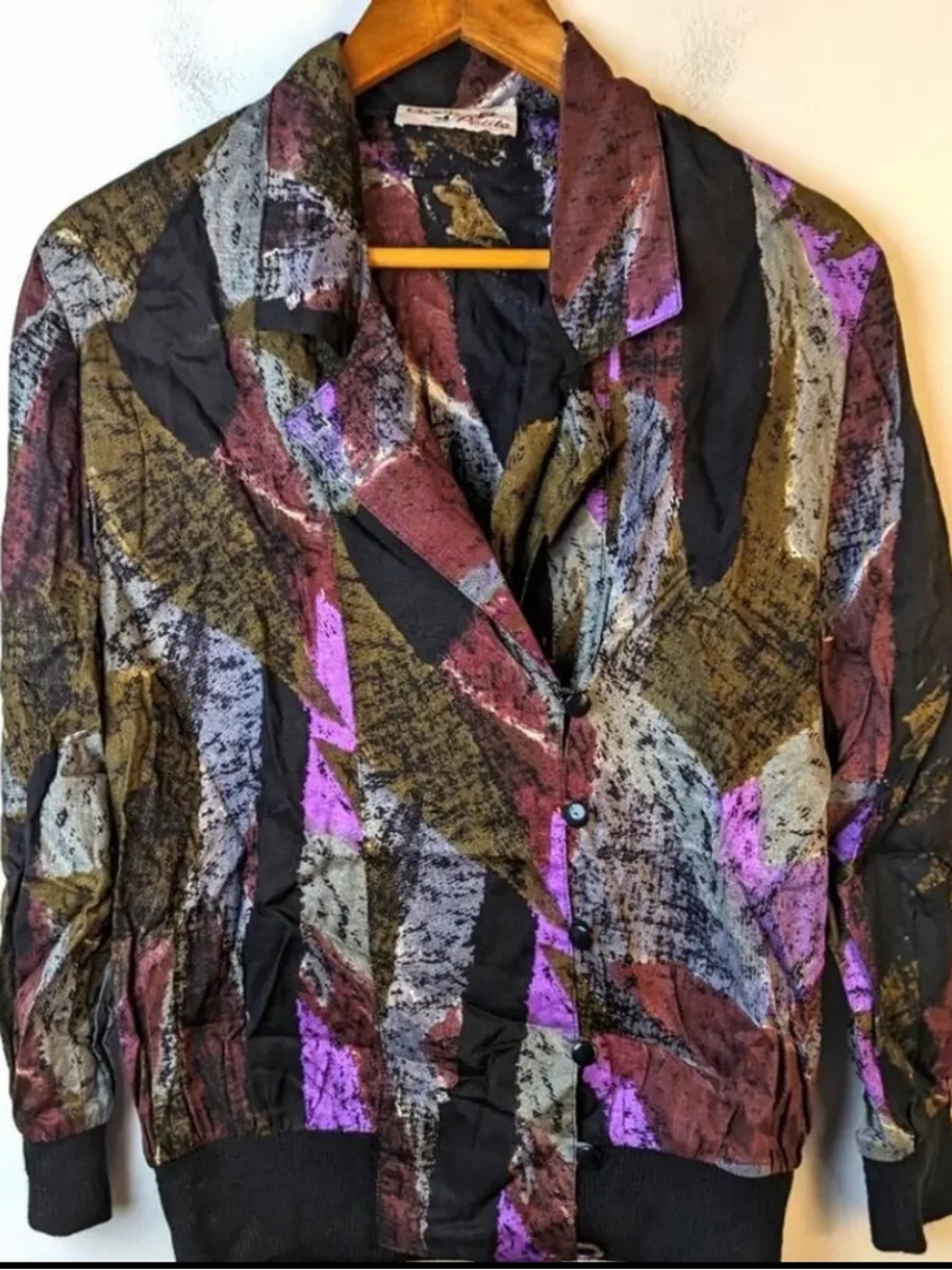 Vintage 80’s Caron Multicolor Abstract Print Lightweight Jacket
